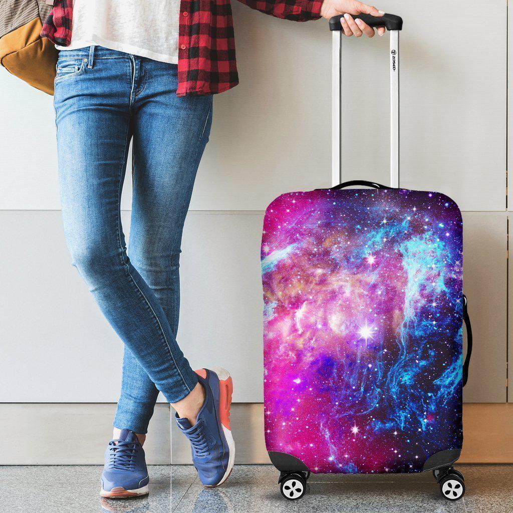 Purple Galaxy Space Blue Stardust Print Luggage Cover GearFrost