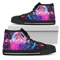 Purple Galaxy Space Blue Stardust Print Black High Top Sneakers