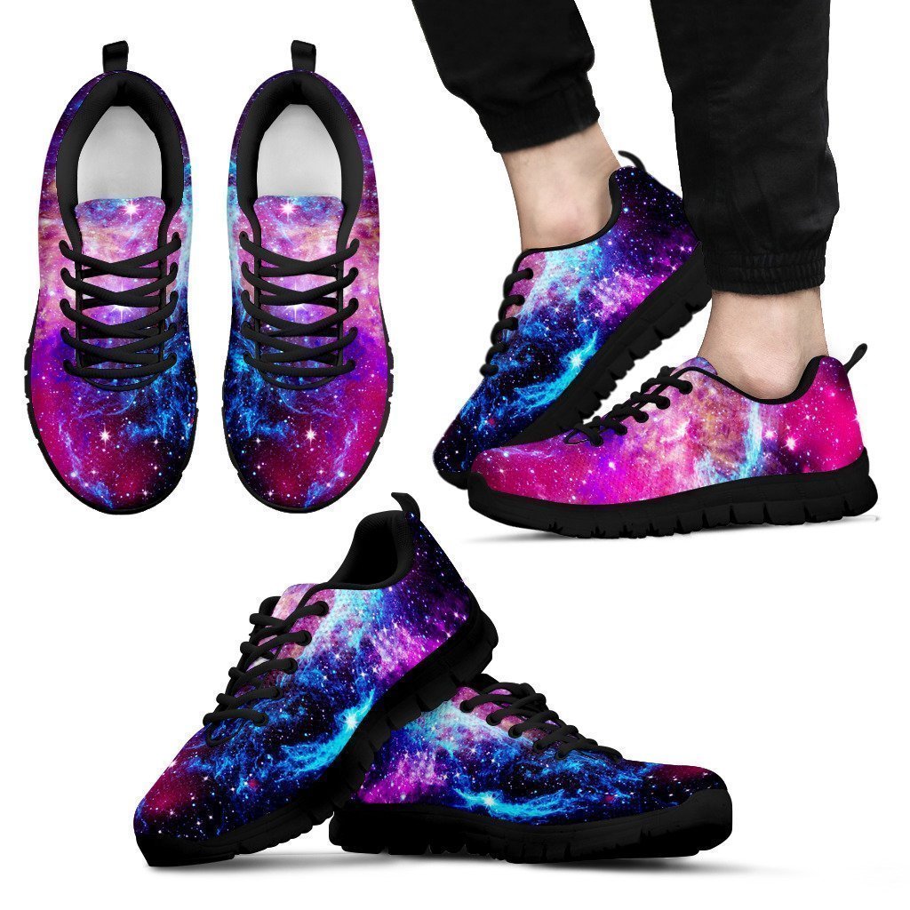 Purple Galaxy Space Blue Stardust Print Men's Sneakers GearFrost