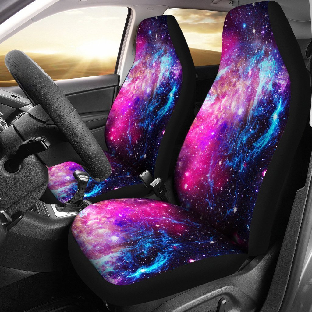 Purple Galaxy Space Blue Stardust Print Universal Fit Car Seat Covers GearFrost