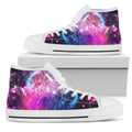 Purple Galaxy Space Blue Stardust Print White High Top Sneakers