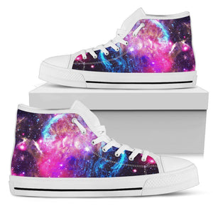 Purple Galaxy Space Blue Stardust Print Women's High Top Shoes GearFrost