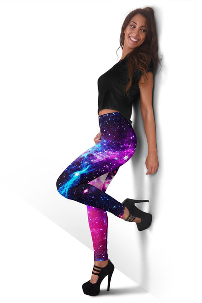Purple Galaxy Space Blue Stardust Print Women's Leggings GearFrost