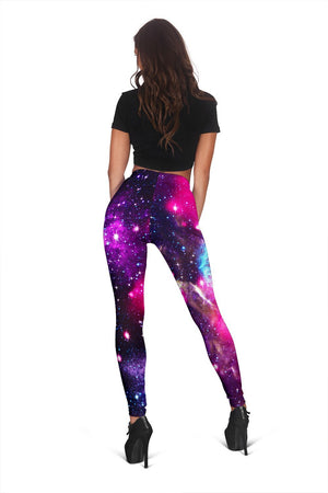 Purple Galaxy Space Blue Stardust Print Women's Leggings GearFrost