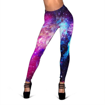 Purple Galaxy Space Blue Stardust Print Women's Leggings GearFrost