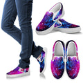 Purple Galaxy Space Blue Stardust Print White Slip On Sneakers