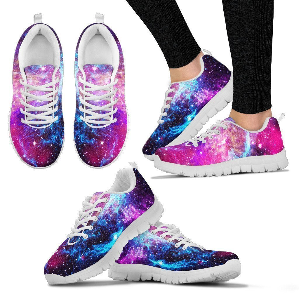 Purple Galaxy Space Blue Stardust Print Women's Sneakers GearFrost