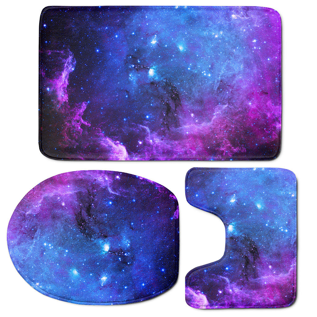 Purple Galaxy Space Blue Starfield Print 3 Piece Bath Mat Set