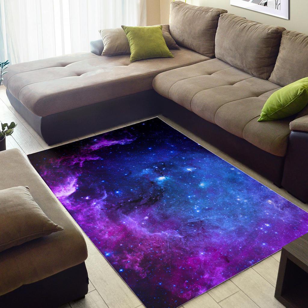 Purple Galaxy Space Blue Starfield Print Area Rug GearFrost