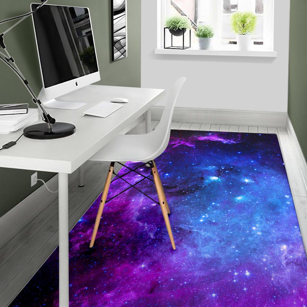 Purple Galaxy Space Blue Starfield Print Area Rug GearFrost