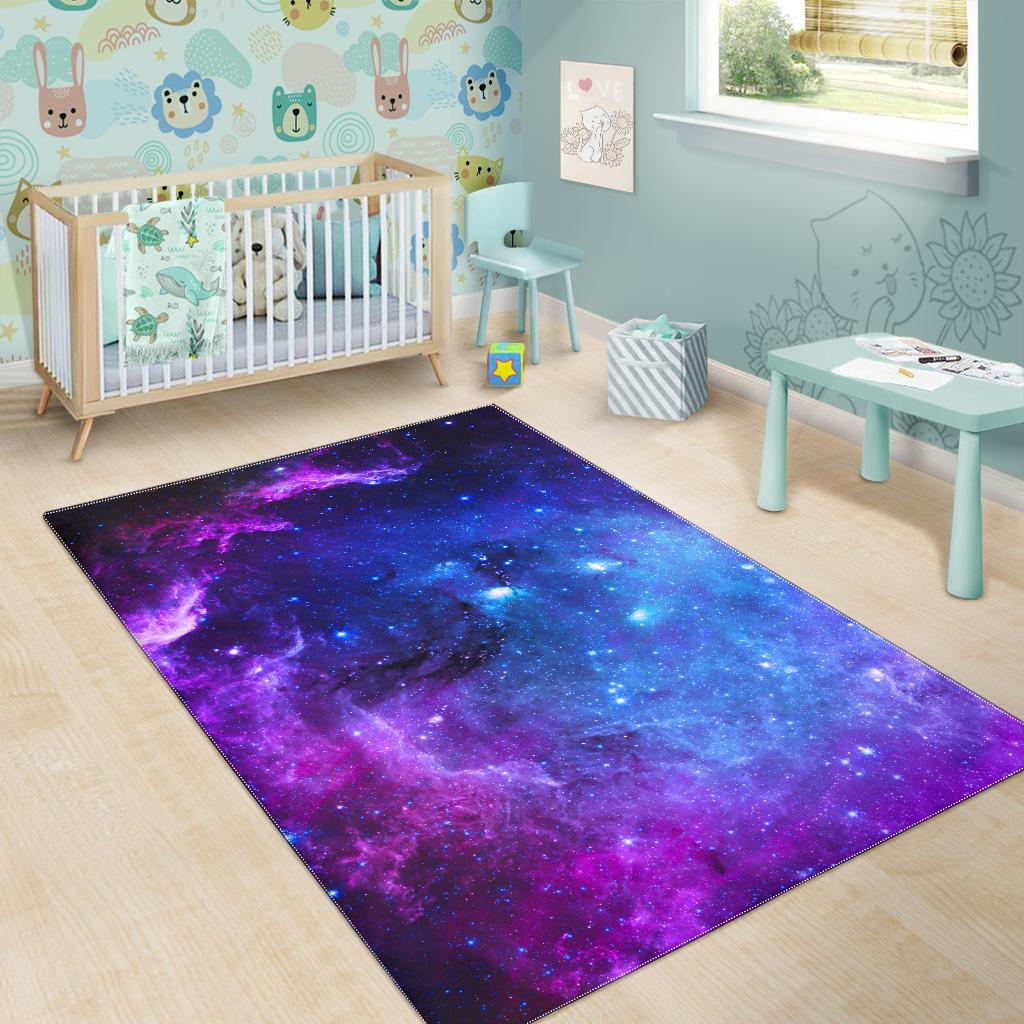 Purple Galaxy Space Blue Starfield Print Area Rug GearFrost