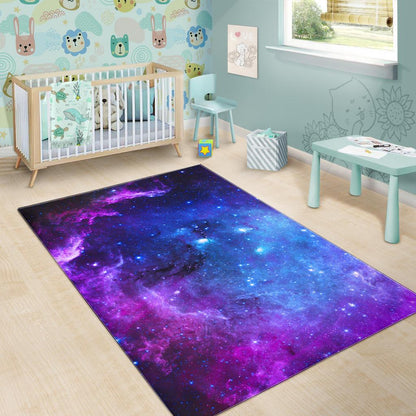 Purple Galaxy Space Blue Starfield Print Area Rug GearFrost