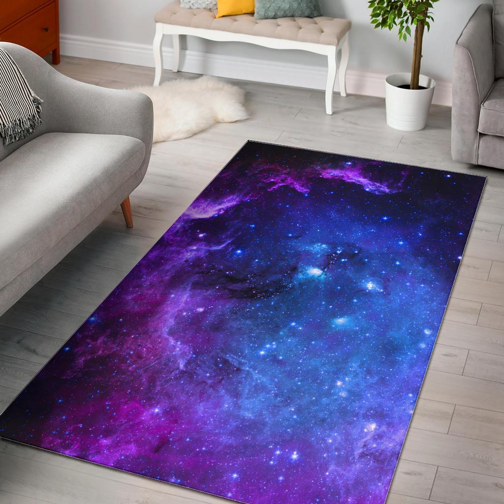 Purple Galaxy Space Blue Starfield Print Area Rug GearFrost