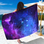 Purple Galaxy Space Blue Starfield Print Beach Sarong Wrap