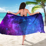Purple Galaxy Space Blue Starfield Print Beach Sarong Wrap