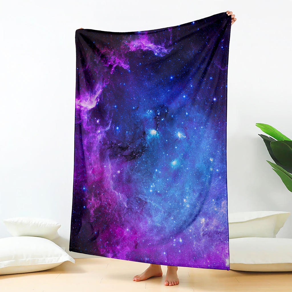 Purple Galaxy Space Blue Starfield Print Blanket