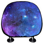 Purple Galaxy Space Blue Starfield Print Car Headrest Covers