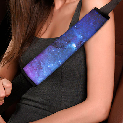 Purple Galaxy Space Blue Starfield Print Car Seat Belt Covers