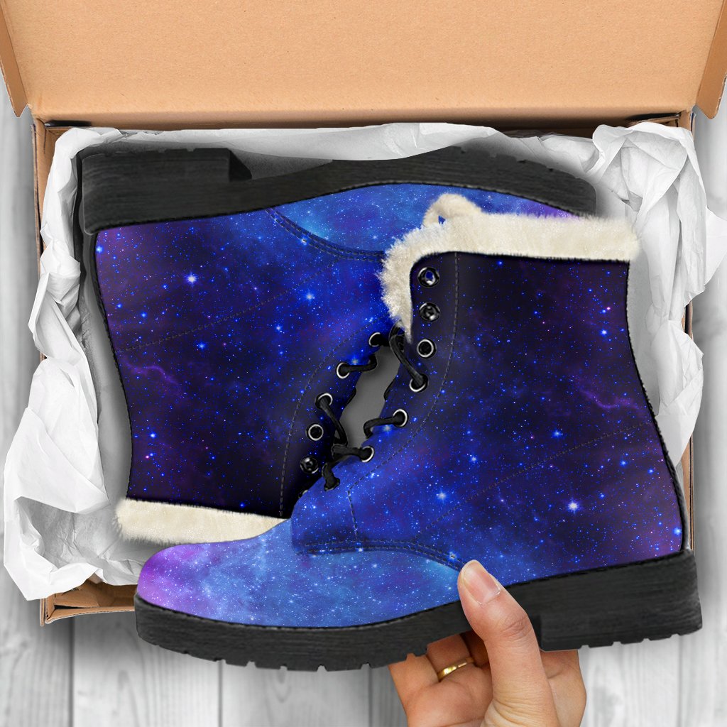 Purple Galaxy Space Blue Starfield Print Comfy Boots GearFrost