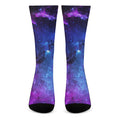 Purple Galaxy Space Blue Starfield Print Crew Socks