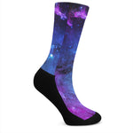Purple Galaxy Space Blue Starfield Print Crew Socks