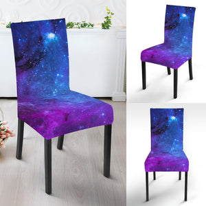 Purple Galaxy Space Blue Starfield Print Dining Chair Slipcover