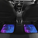 Purple Galaxy Space Blue Starfield Print Front and Back Car Floor Mats