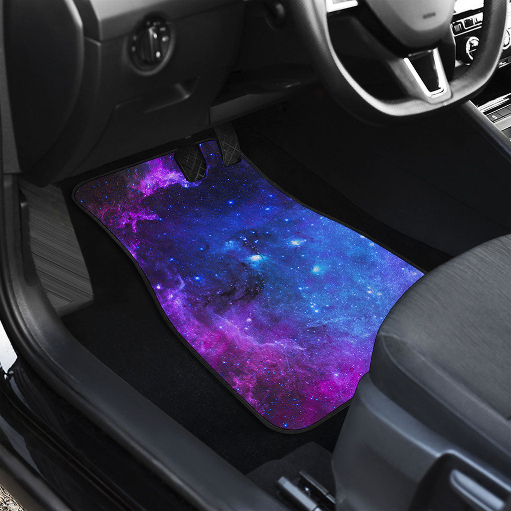 Purple Galaxy Space Blue Starfield Print Front and Back Car Floor Mats