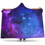 Purple Galaxy Space Blue Starfield Print Hooded Blanket