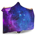 Purple Galaxy Space Blue Starfield Print Hooded Blanket