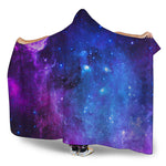 Purple Galaxy Space Blue Starfield Print Hooded Blanket