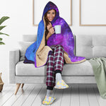 Purple Galaxy Space Blue Starfield Print Hooded Blanket