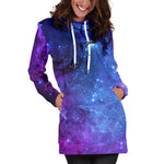 Purple Galaxy Space Blue Starfield Print Hoodie Dress GearFrost