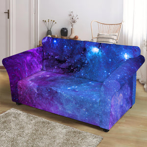 Purple Galaxy Space Blue Starfield Print Loveseat Slipcover