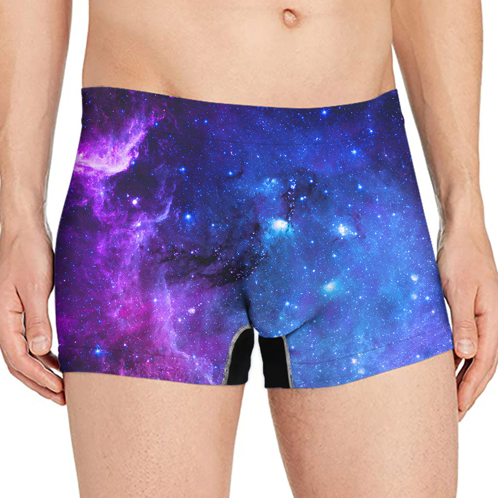Purple Galaxy Space Blue Starfield Print Men's Boxer Briefs