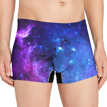 Purple Galaxy Space Blue Starfield Print Men's Boxer Briefs
