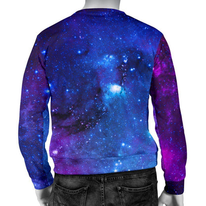 Purple Galaxy Space Blue Starfield Print Men's Crewneck Sweatshirt GearFrost