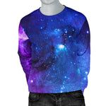 Purple Galaxy Space Blue Starfield Print Men's Crewneck Sweatshirt GearFrost