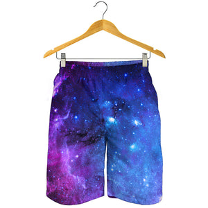 Purple Galaxy Space Blue Starfield Print Men's Shorts