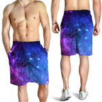 Purple Galaxy Space Blue Starfield Print Men's Shorts