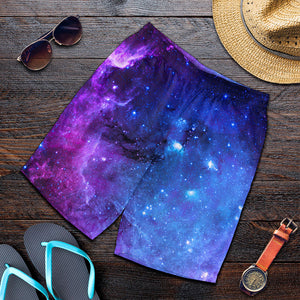 Purple Galaxy Space Blue Starfield Print Men's Shorts