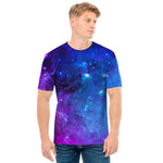 Purple Galaxy Space Blue Starfield Print Men's T-Shirt