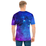 Purple Galaxy Space Blue Starfield Print Men's T-Shirt
