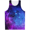 Purple Galaxy Space Blue Starfield Print Men's Tank Top