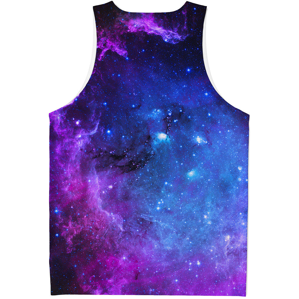 Purple Galaxy Space Blue Starfield Print Men's Tank Top