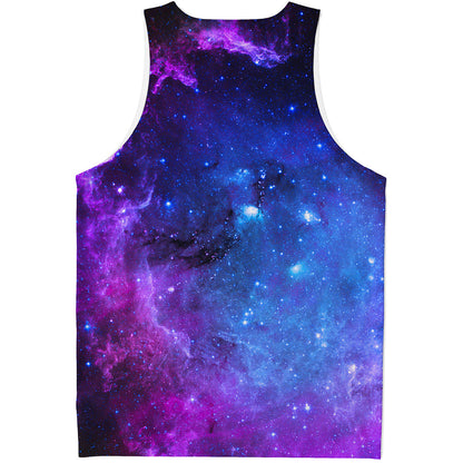 Purple Galaxy Space Blue Starfield Print Men's Tank Top