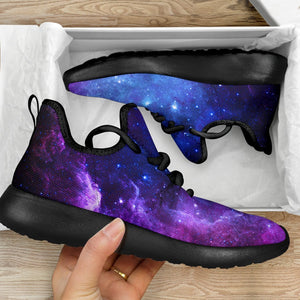 Purple Galaxy Space Blue Starfield Print Mesh Knit Shoes GearFrost