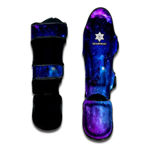 Purple Galaxy Space Blue Starfield Print Muay Thai Shin Guard