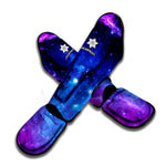 Purple Galaxy Space Blue Starfield Print Muay Thai Shin Guard