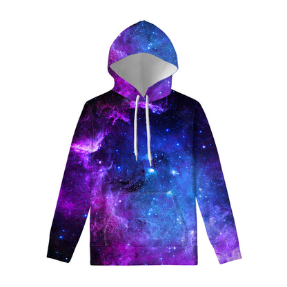 Purple Galaxy Space Blue Starfield Print Pullover Hoodie